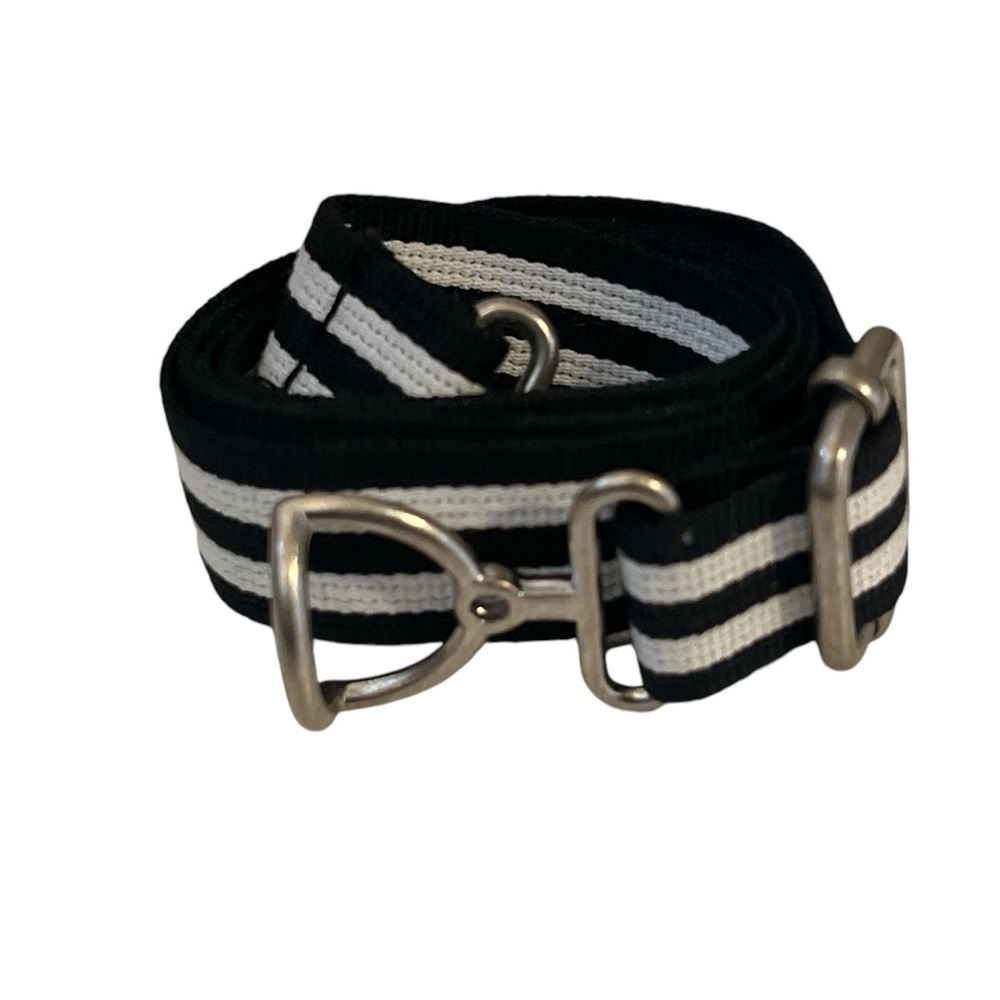 Navy Blue and White Striped Fabric Belt with nautica anchor clasp